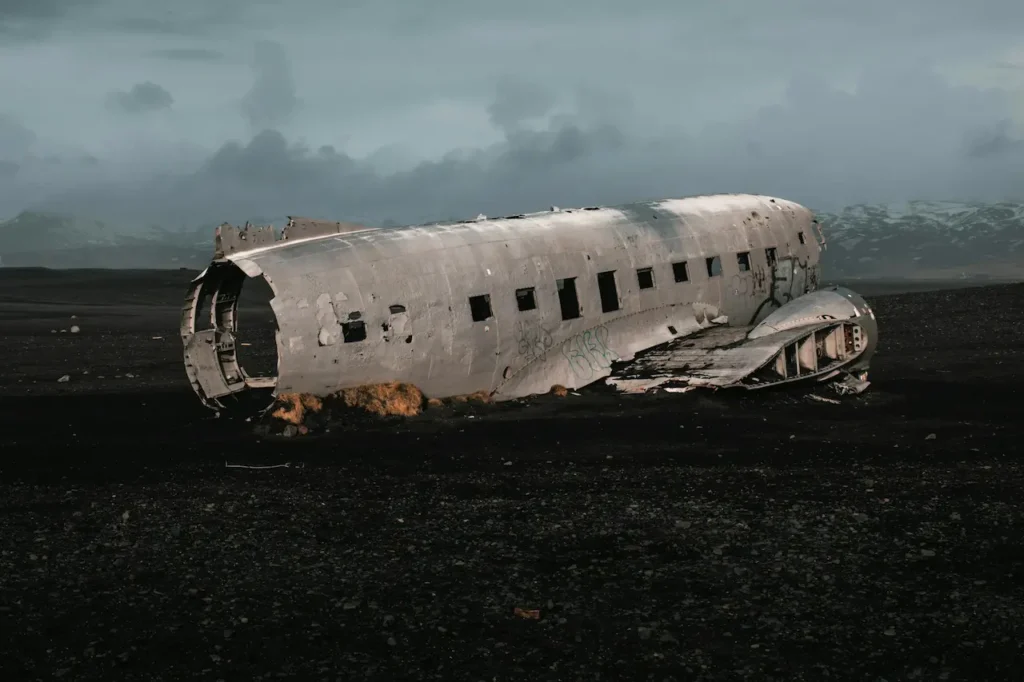 A Plane Wreckage in the Open Field 