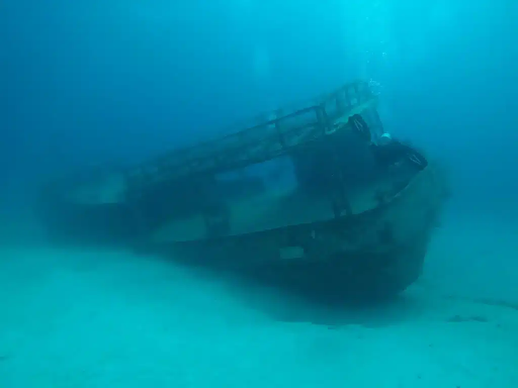 A Sunken Ship Beneath the Ocean 