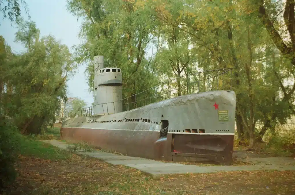 An Old Submarine Sits On Display 