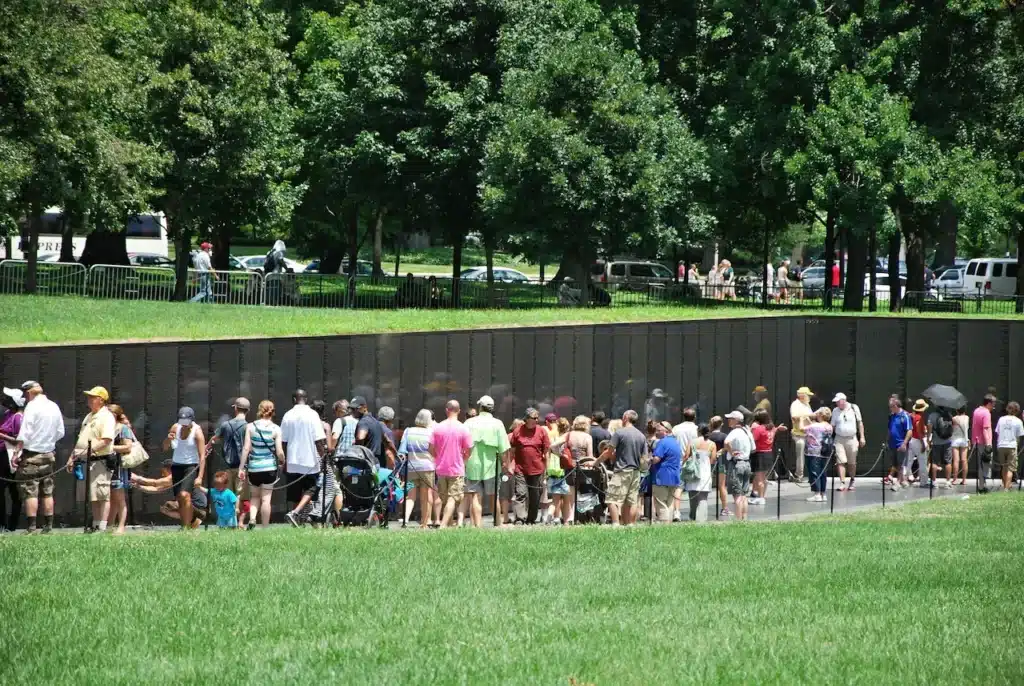 People Visiting The Vietnam War Memorial