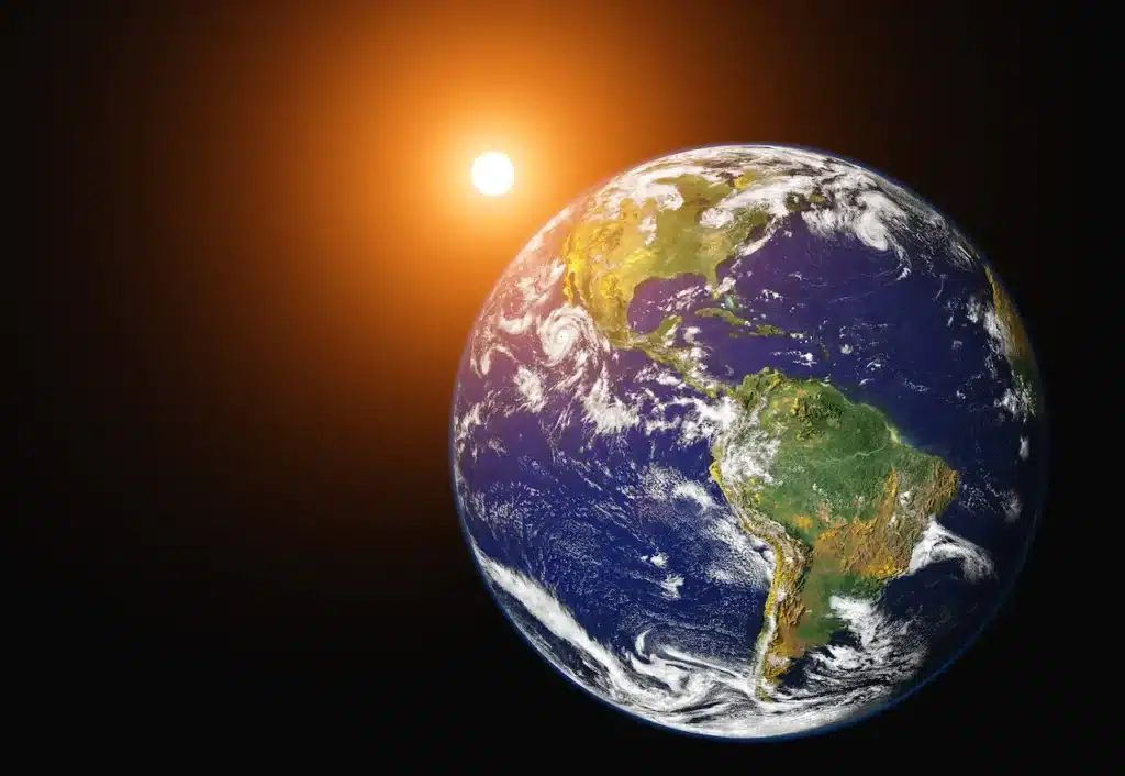 Planet Earth and Sun