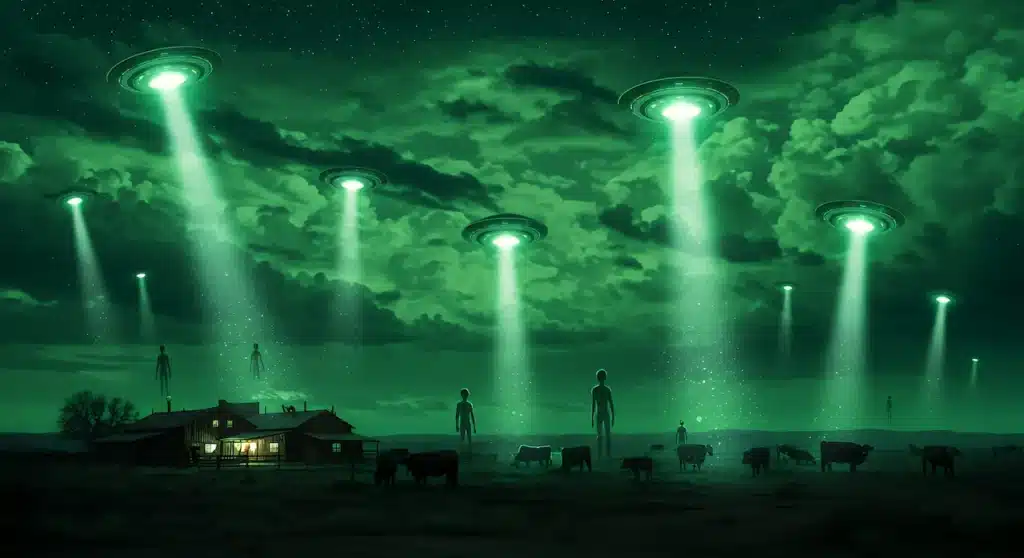 Ufos Hovering Over Farmhouse