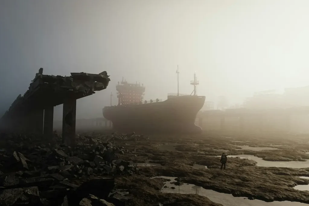 A Large Boat Sitting on Top of a Rocky Beach