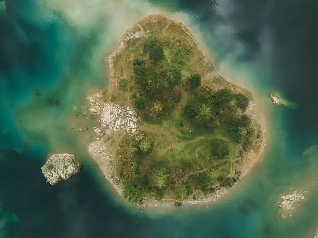 Aerial View of Small Island