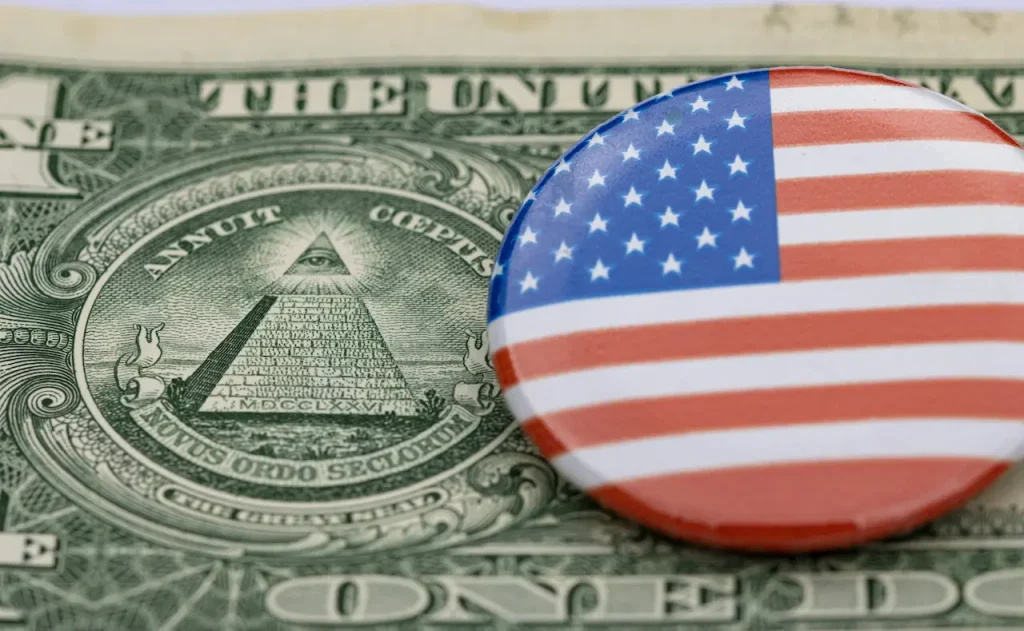 American Flag and Money Bill
