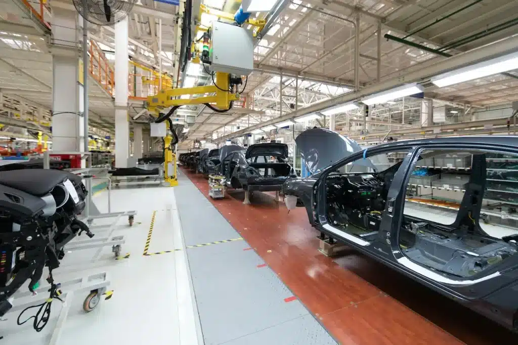 Automated Car Assembly Line in the Factory 