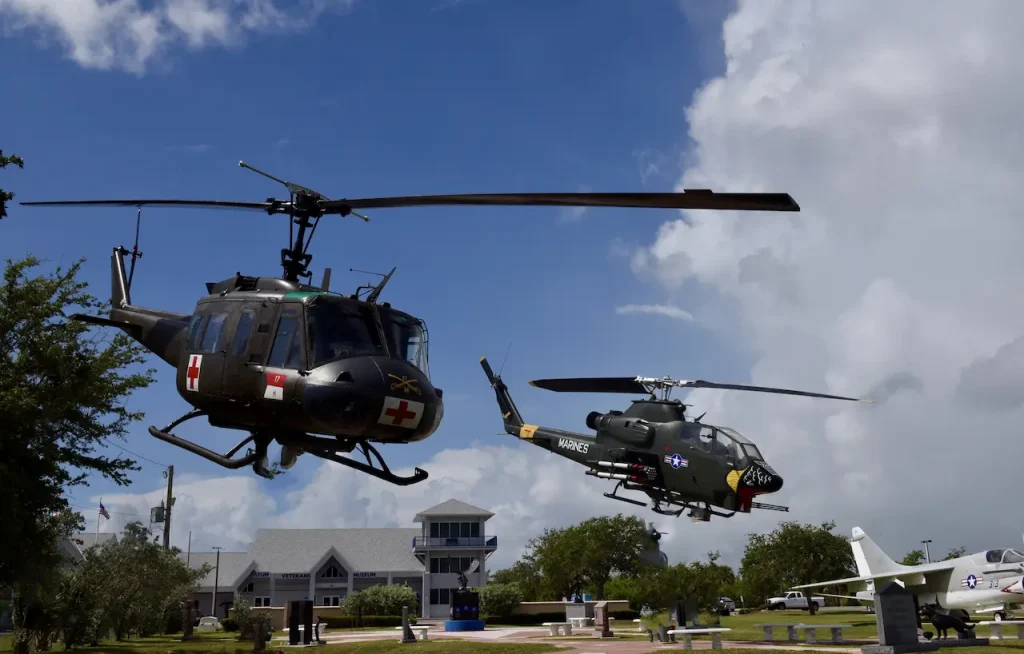 Bell UH-1 Iroquois Helicopter and a Bell AH-1 Cobra Attack Helicopter 