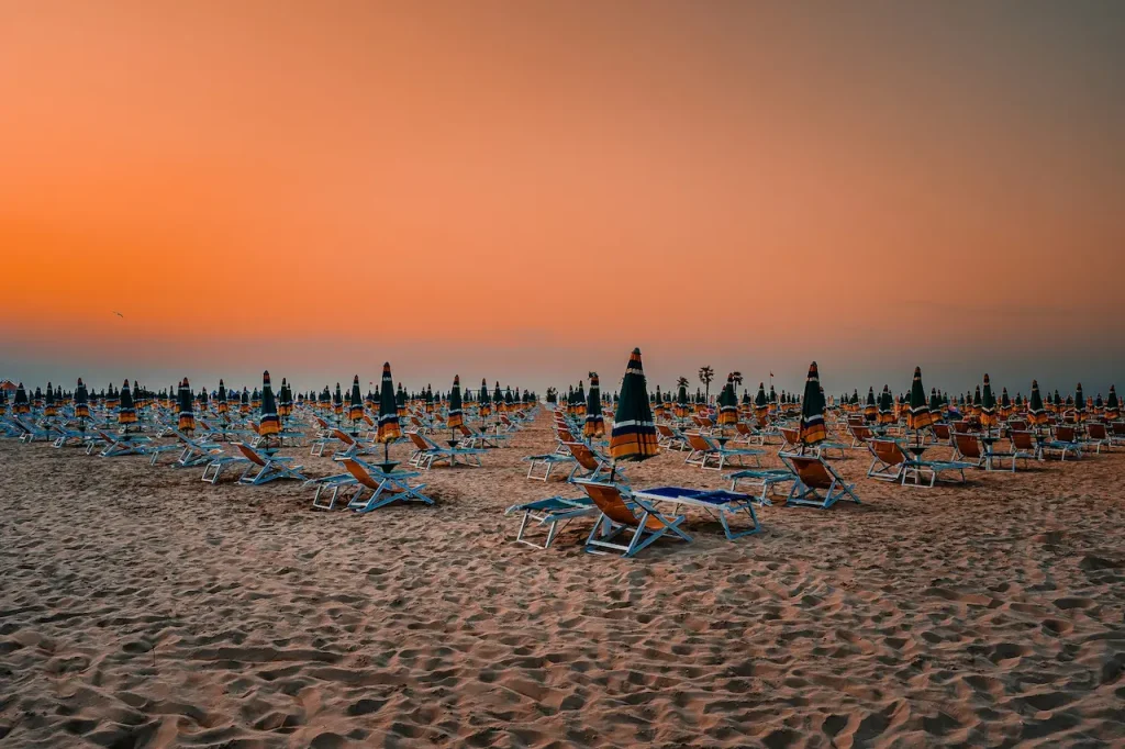 Chairs with Umbrella in the Beach