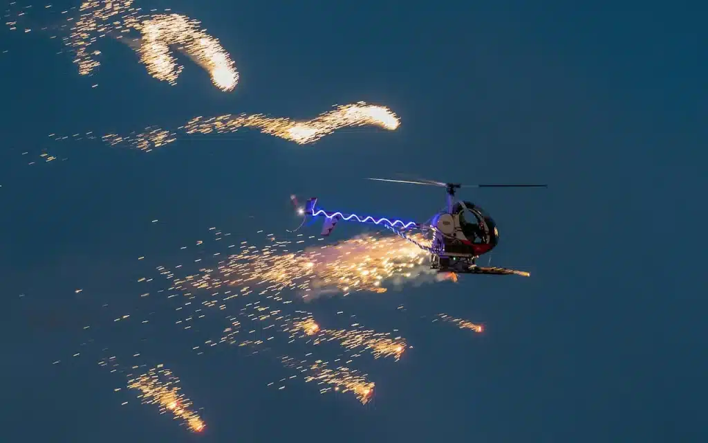 Helicopter with Fireworks