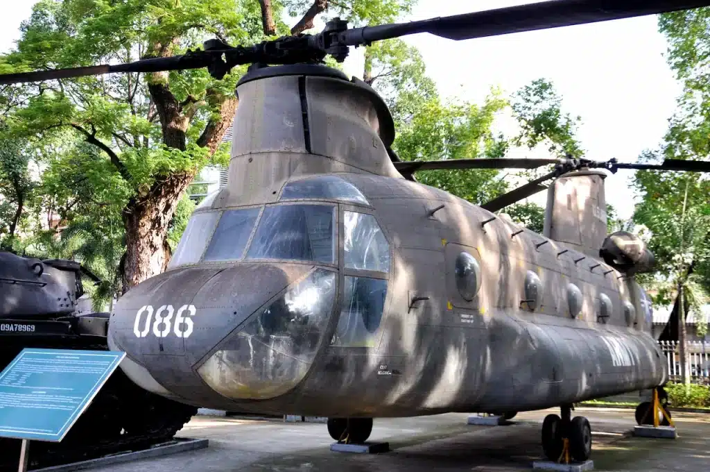 Old CH-47 Chinook Helicopter in a Vietnam War Remnants Museum
