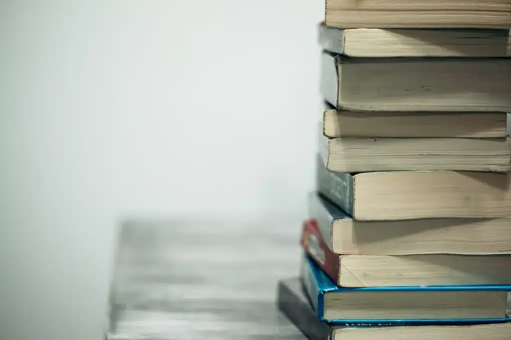 Assorted Books on Wooden Table