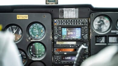 a view of the cockpit of a small plane