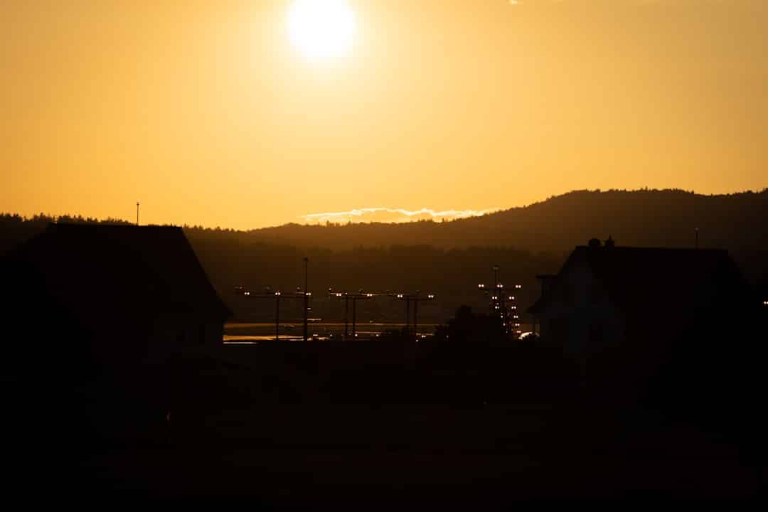 a sunset over a body of water