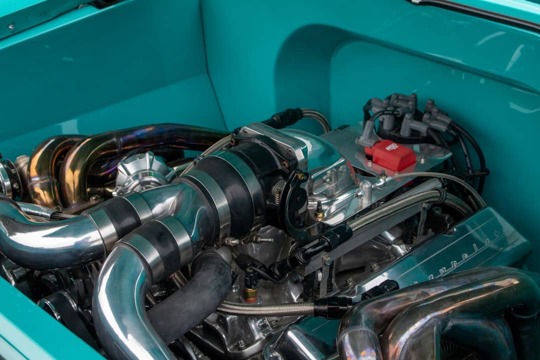 A close up of a car engine in a vehicle